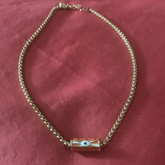 Jewelry - Evil Eye Choker Necklace - Adjustable Closure - Thick Chain